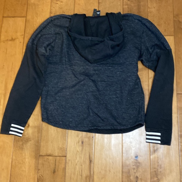Adidas Black Charcoal Grey Notch Neck Pullover Hoodie | S - Picture 3 of 12